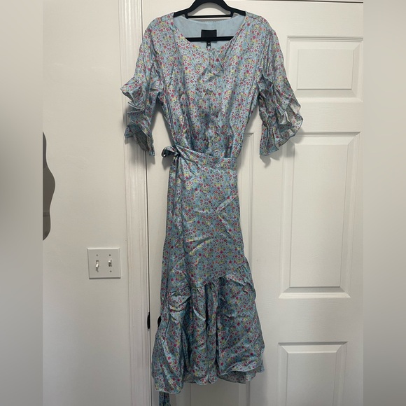 Cynthia Rowley Wallflower Sky Floral Wrap Dress Silk, Size 10 NWT - Picture 3 of 7